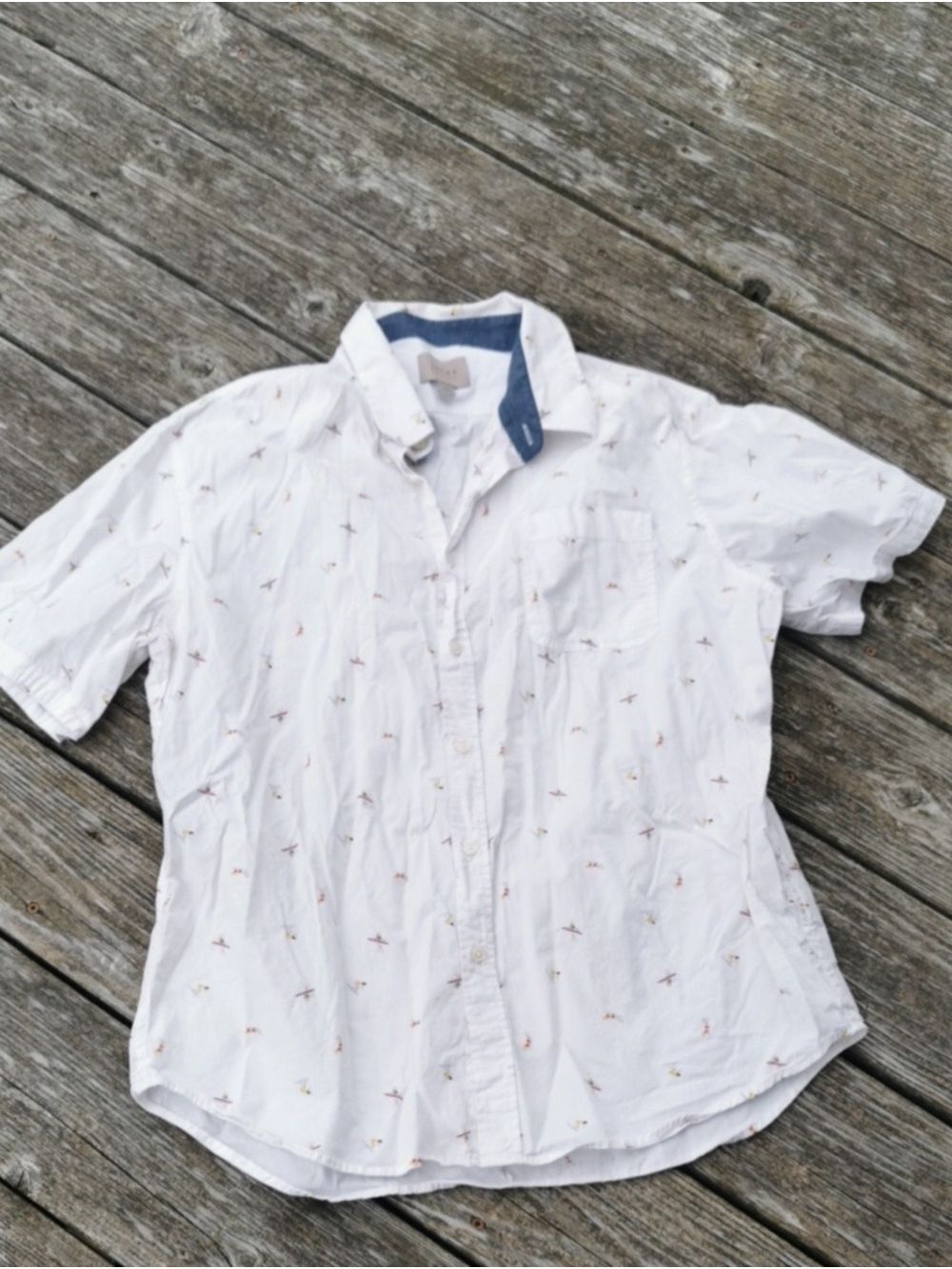 Mens Jachs NY Surfer Print Casual Short Sleeve Button Down Shirt. Size L